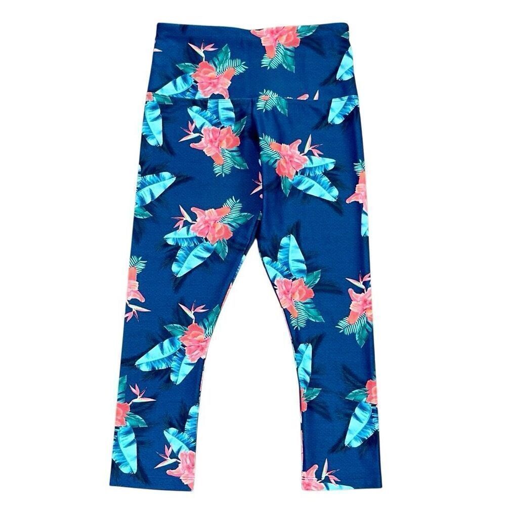 Lorna Jane New Amy 3/4 Tropical Hibiscus Banana Leaf Leggings XS